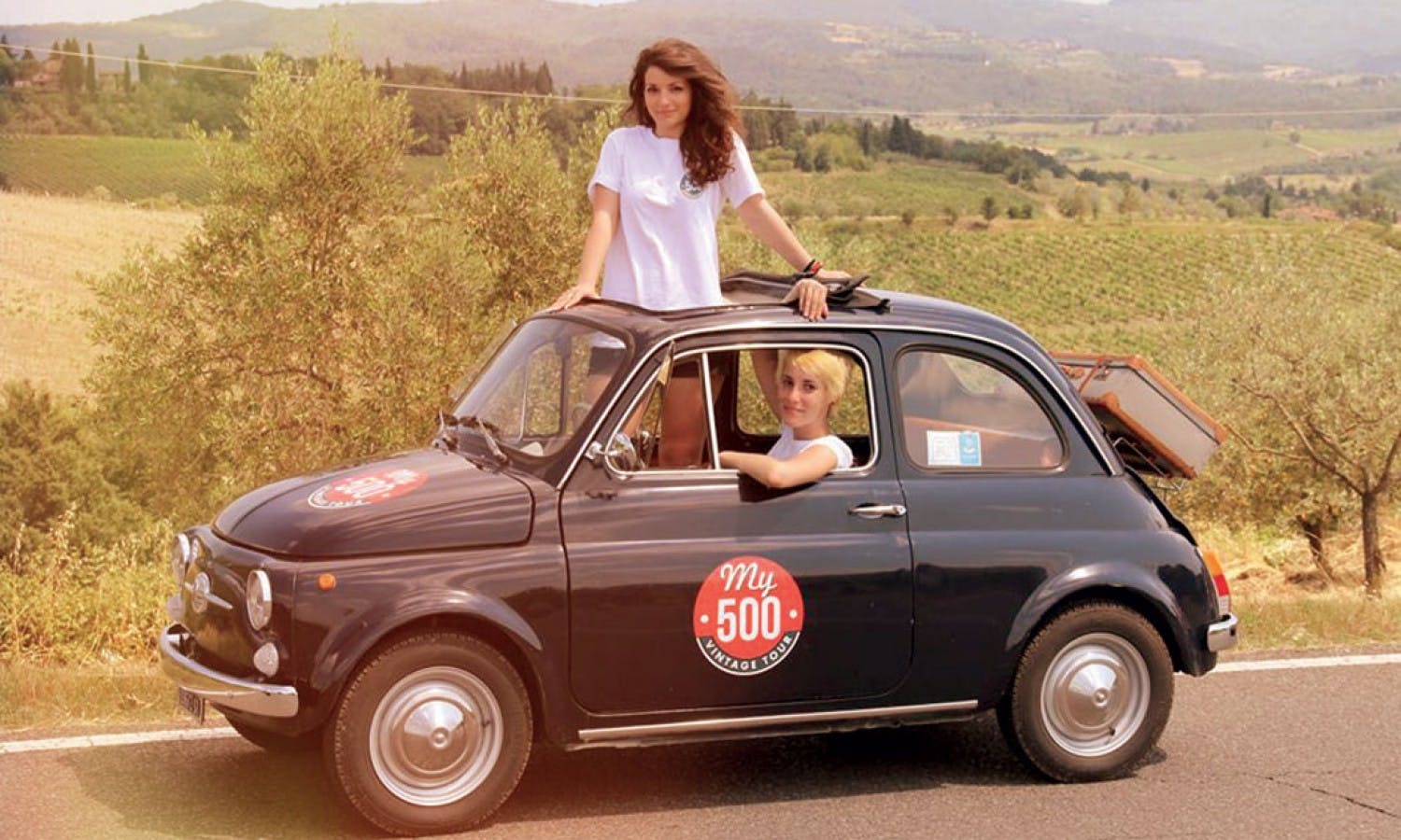 Recorrido vintage en un Fiat 500 por Chianti con comida y visita a una bodega