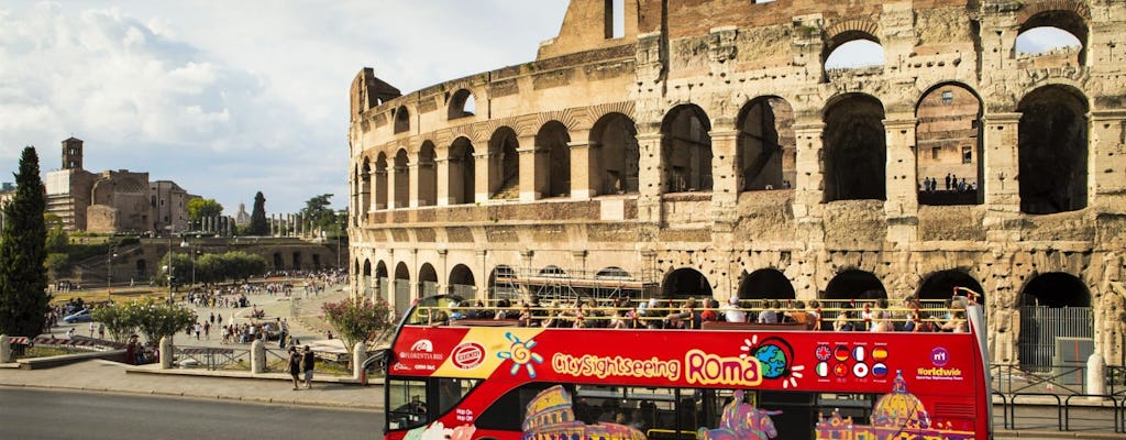 Ônibus hop-on hop-off de 48 horas com bilhetes para o Coliseu e os Museus do Vaticano