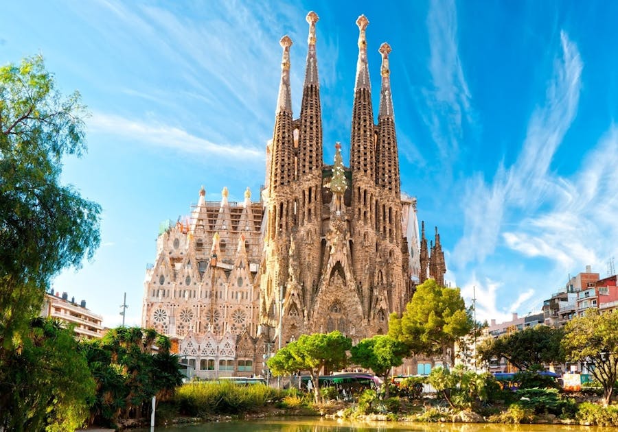 Visite combinée de Barcelone en minivan et en hélicoptère avec billets avec accès prioritaire à la Sagrada Familia et le parc Güell
