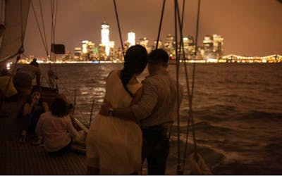 City lights sail aboard the Shearwater