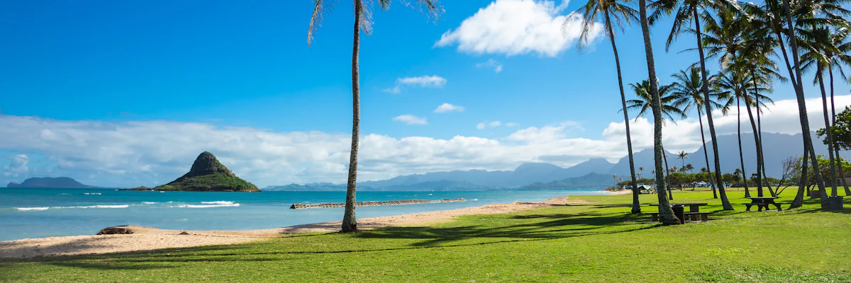 Oahu beach and mountain scenery (Musement destination image)