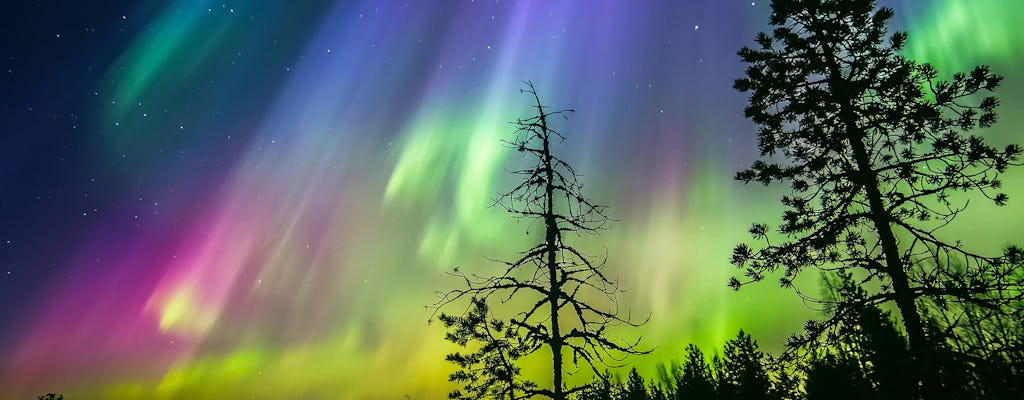 Esperienza nella sauna in riva al lago con l'aurora boreale