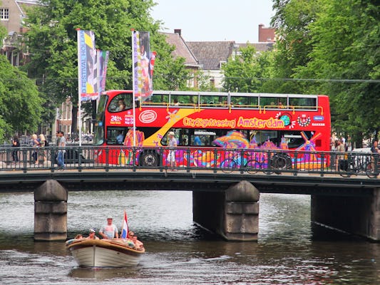 Tour City Sightseeing in autobus hop-on hop-off di Amsterdam con giro in barca opzionale