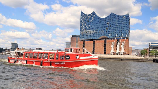 Paseo en barco de 90 min por el puerto en alemán e inglés con paradas libres opcionales