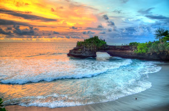 Sunset at Tanah Lot Temple with spa option