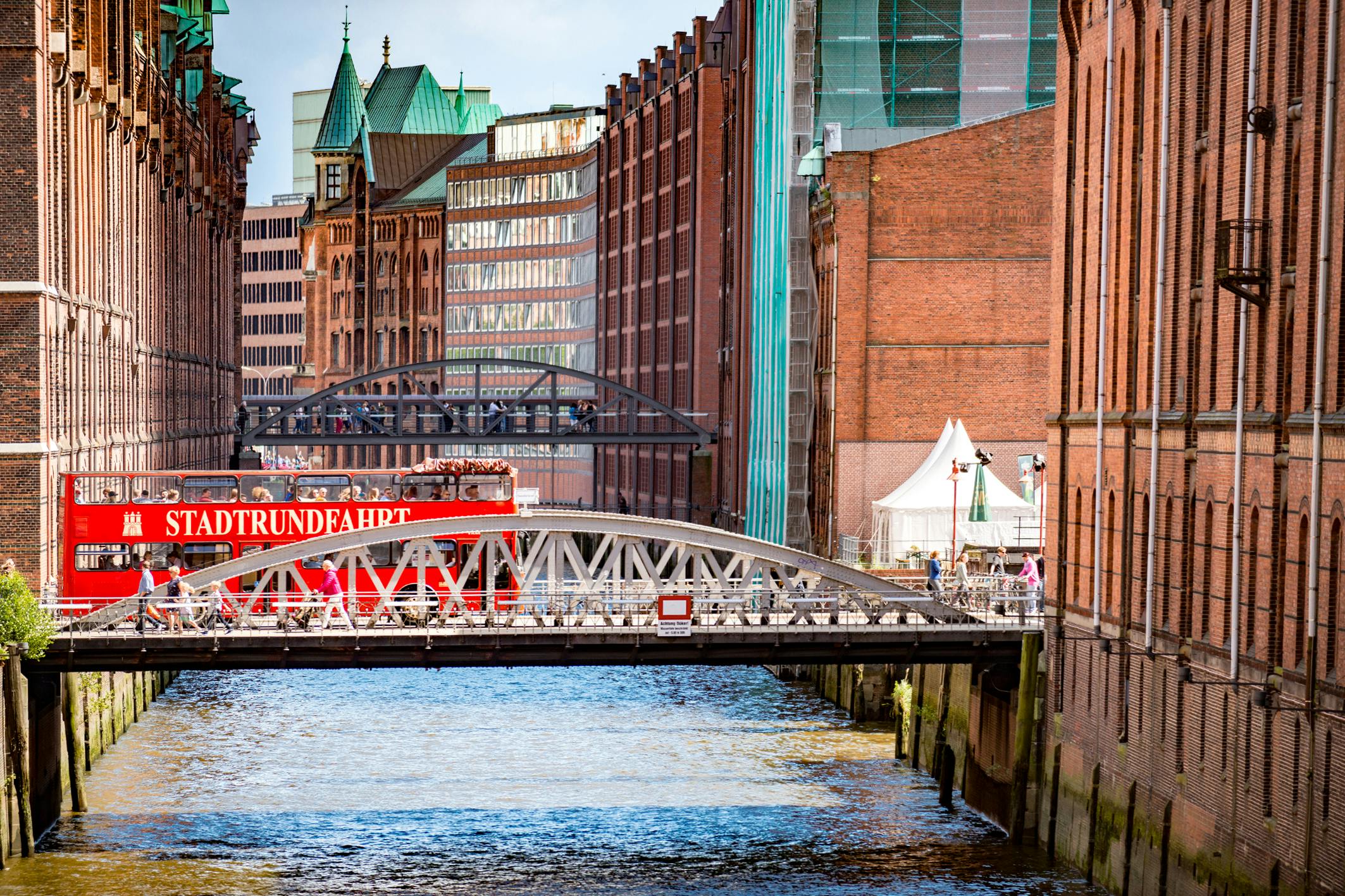 Discover Hamburg with hop-on hop-off bus, harbor and Alster cruise