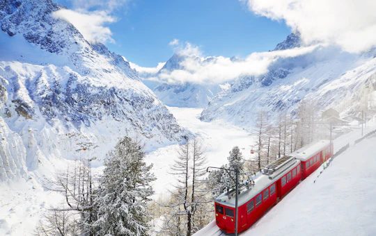 Bus trip from Geneva to Chamonix Mont Blanc with mountain train