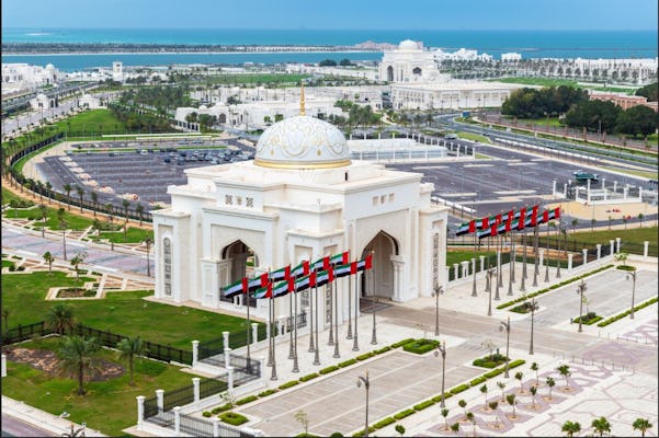 Abu Dhabi Mosque, Qasr Al Watan and Etihad Towers from Dubai