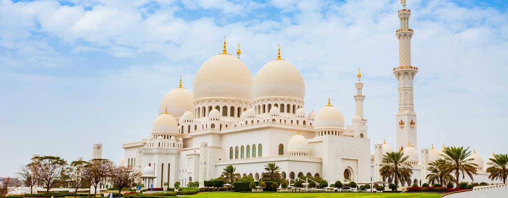 Mesquita Sheikh Zayed, Qasr Al Watan Palace e Etihad Towers saindo de Abu Dhabi