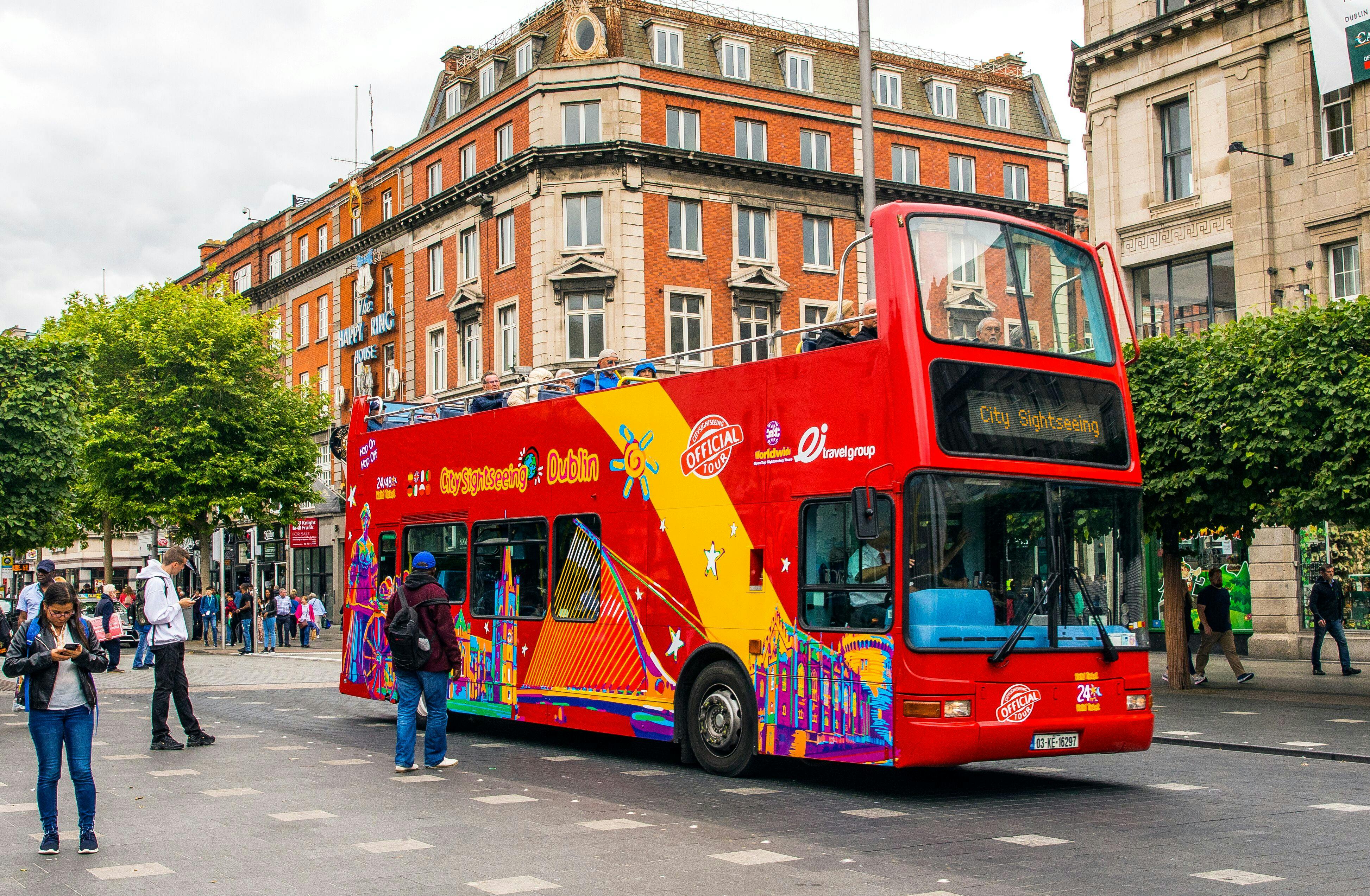 City Sightseeing hop-on hop-off bus tour with walking tour of Dublin