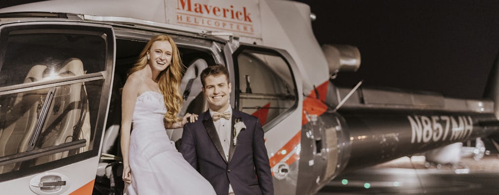 Paquete de bodas en helicóptero con luces de la ciudad de Las Vegas