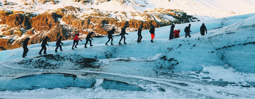 Cueva de hielo azul de Sólheimajökull y caminata por el glaciar