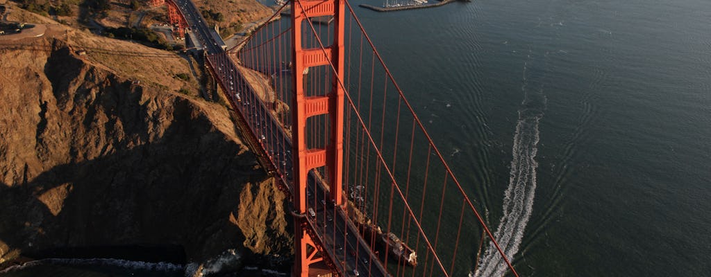 San Francisco helicopter tour with sunset dinner cruise
