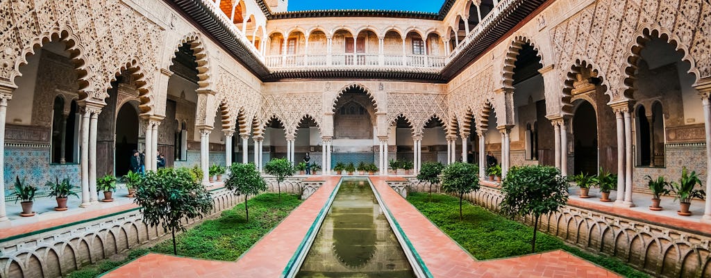 Spring-køen-over billetter og rundvisning i Sevilla-katedralen, Giralda og Alcázar