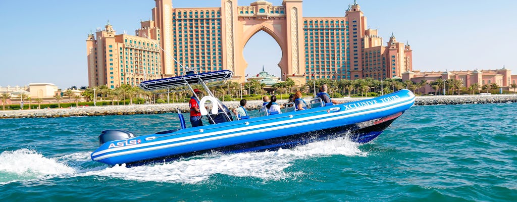 Rundtur i en snabb motorbåt till Dubai Marina, Atlantis och Burj Al Arab