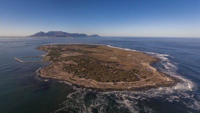 Szenischer 20 Minuten Hubschrauberflug Kapstadts Robben Island