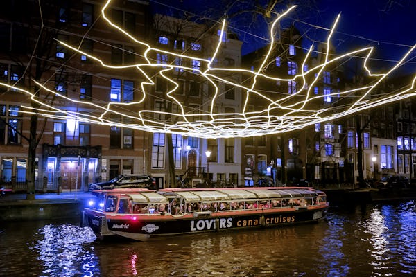 Amsterdam Light Festival-Kreuzfahrt in einem halboffenen Boot