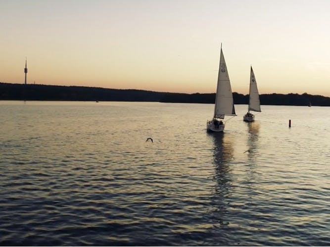Yacht sailing with mulled wine on Wannsee lake Berlin