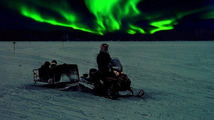 Giro in slitta dell'aurora boreale con barbecue lappone