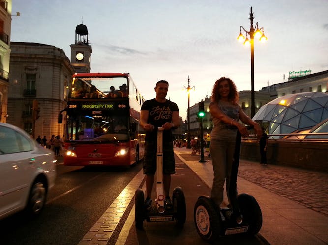 Self-balancing  scooter tour at night in Madrid