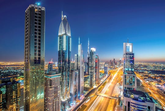 Poolse tour van Dubai 's nachts vanuit Ras Al Khaimah