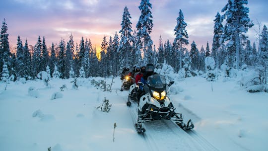 Snowmobile adventure to reindeer and husky farm
