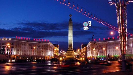 Tour of Minsk in the evening lights