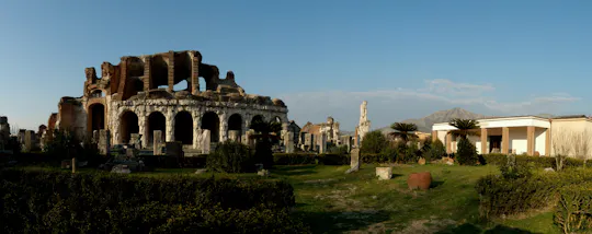 Capua amphiteater and museum with an archaeologist