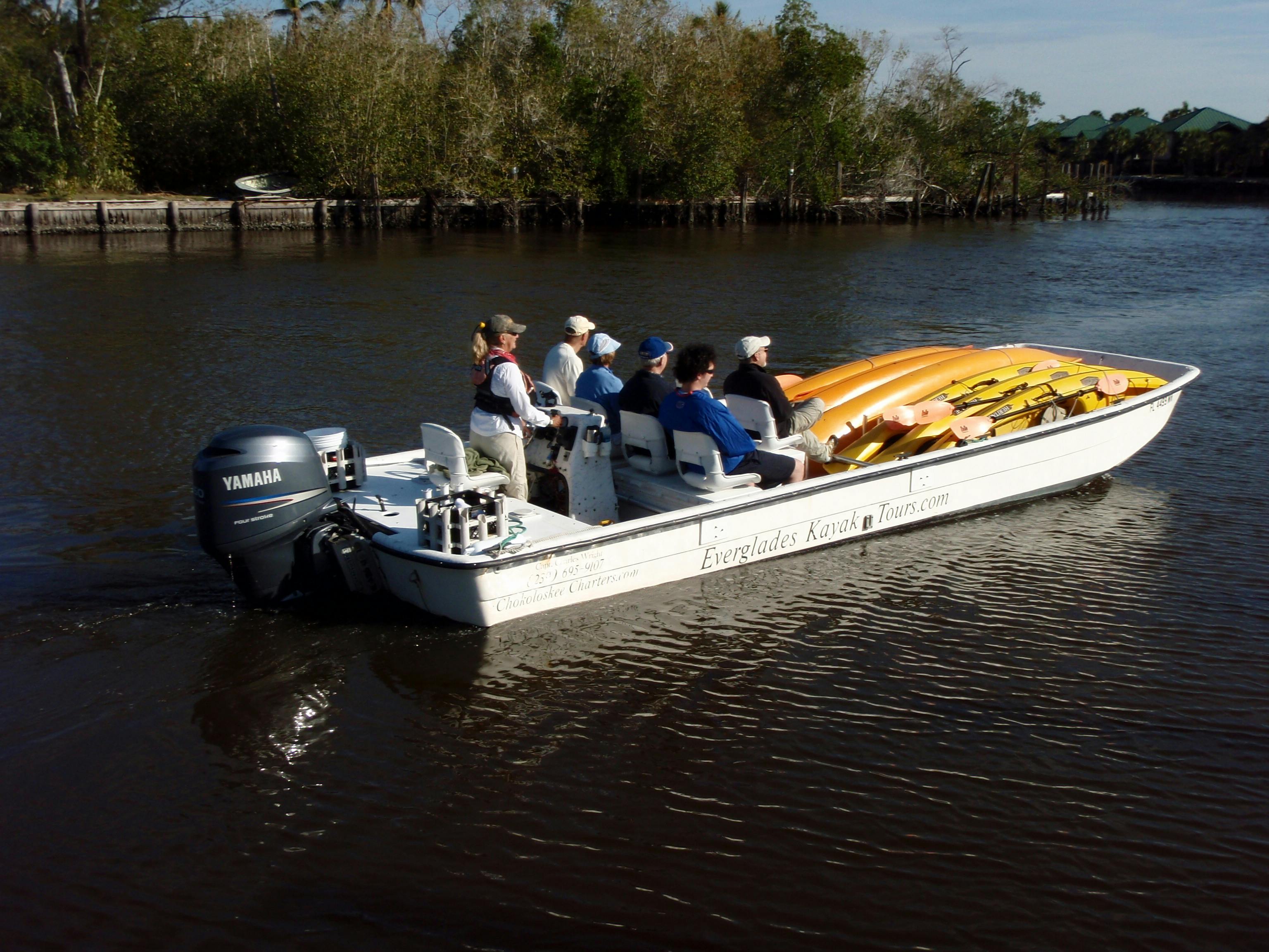 Passeio ecológico de caiaque assistido por barco no Everglades National Park