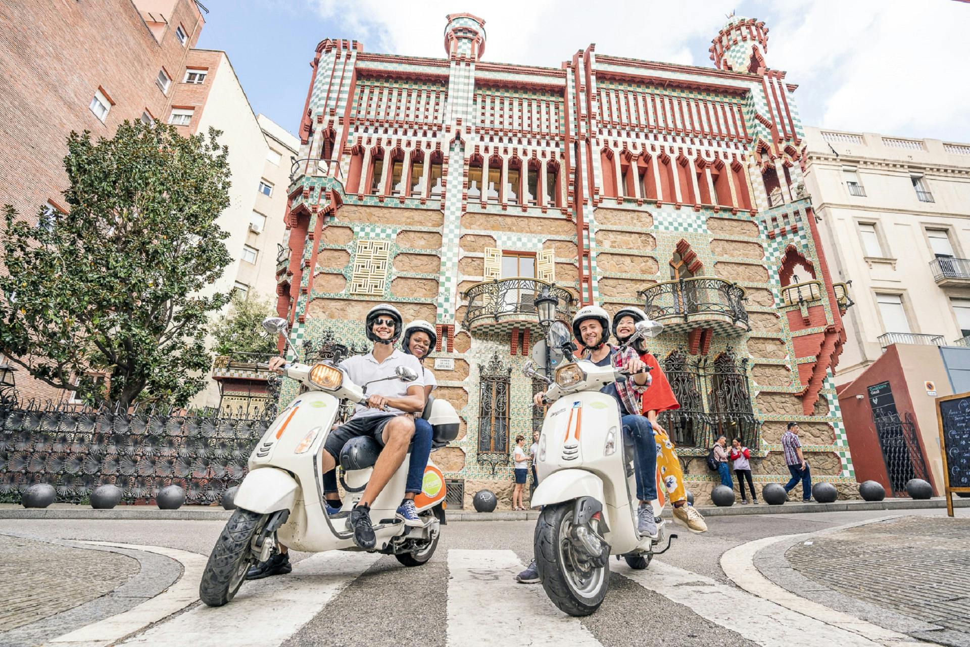 5-hour Gaudi and modernism guided tour by Vespa on foot Musement