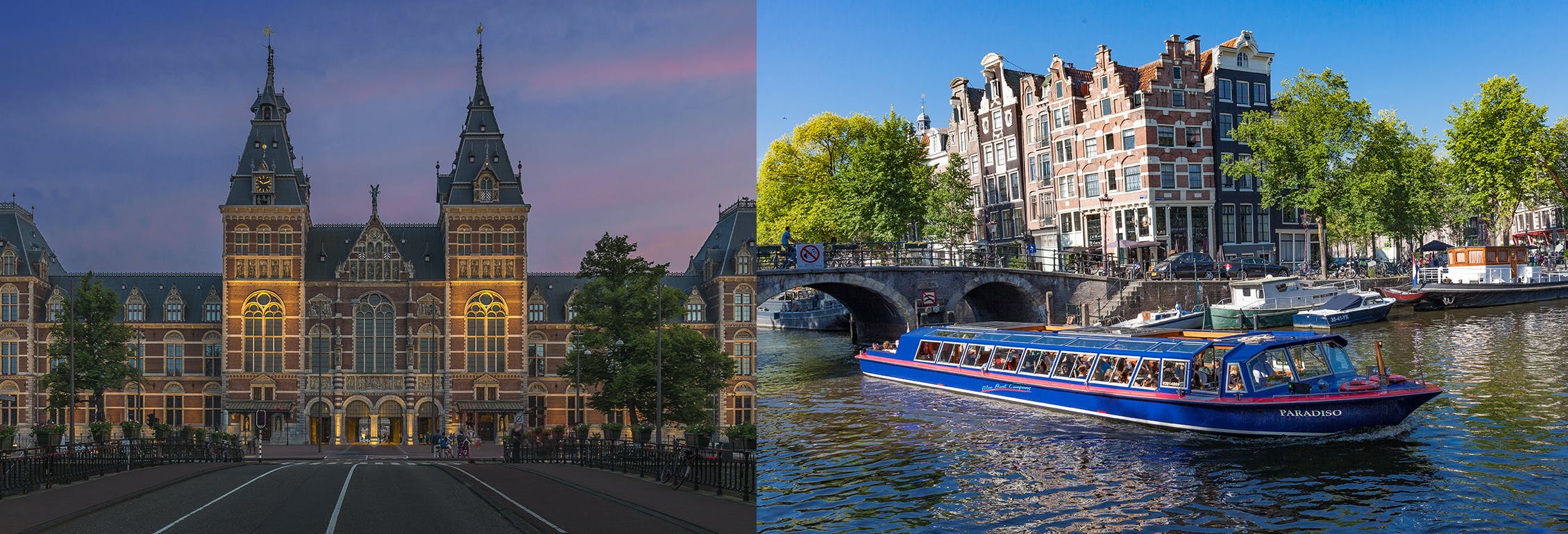 City canal cruise of Amsterdam with snackbox and Rijksmuseum