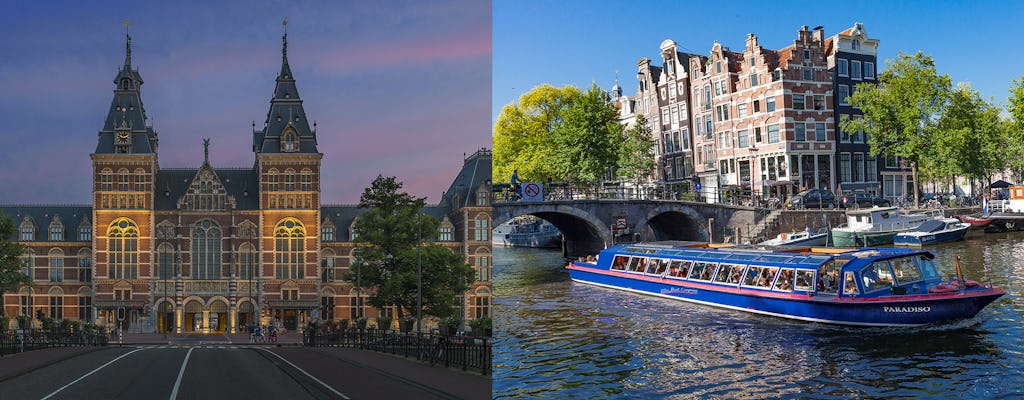 City canal cruise of Amsterdam with snackbox and Rijksmuseum