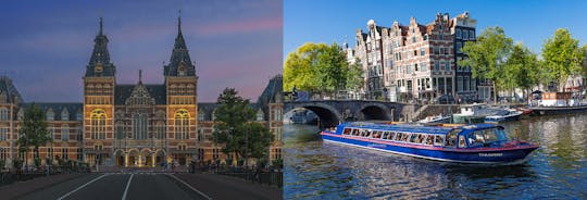 Canal cidade cruzeiro de Amesterdão com snackbox e Rijksmuseum