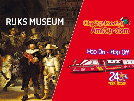 Amsterdam 24-hour hop-on-hop-off canal cruise and fast-track entry to Rijksmuseum