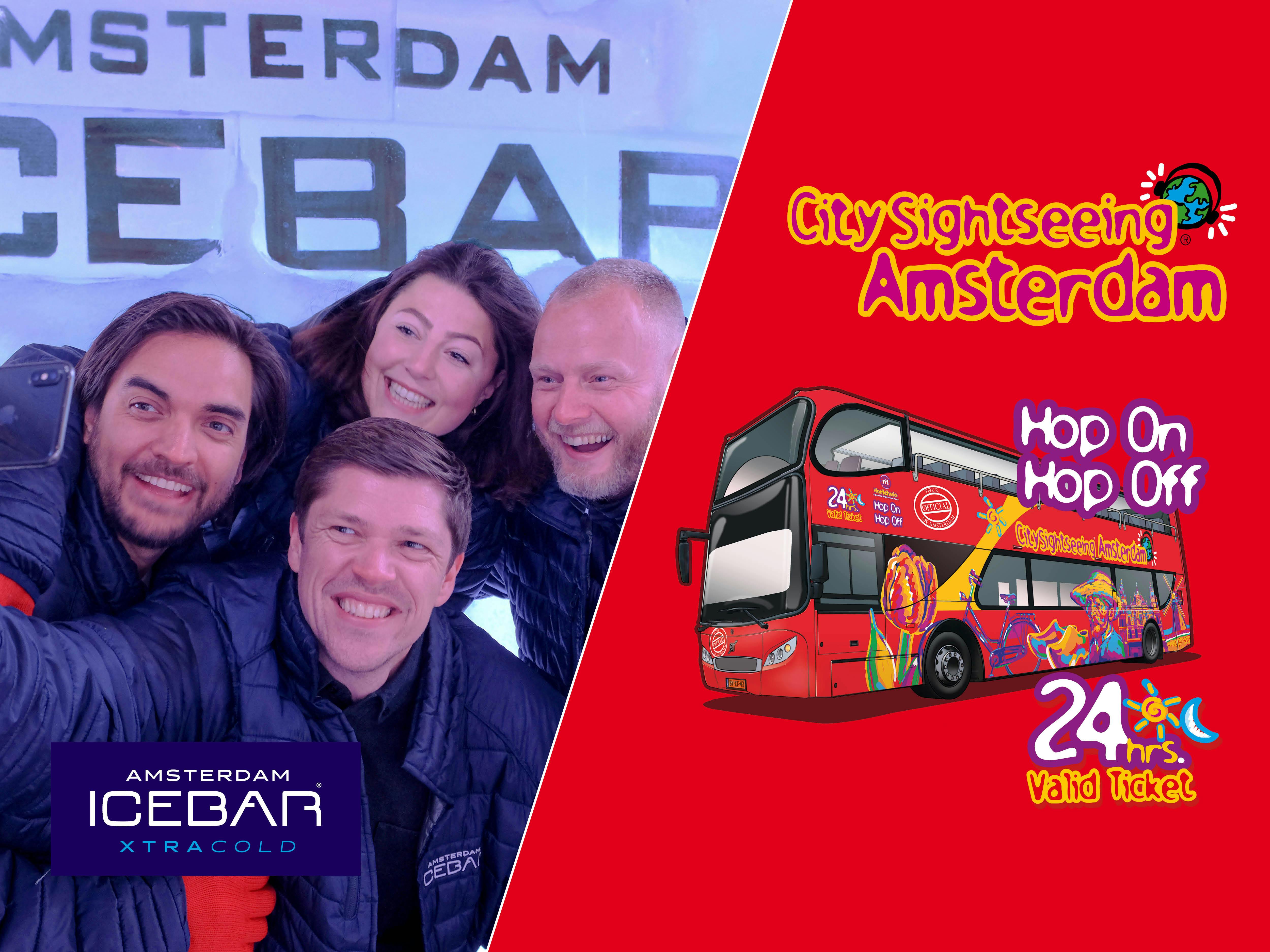 Entrée au XtraCold Icebar et bus à arrêts multiples pendant 24 heures à Amsterdam