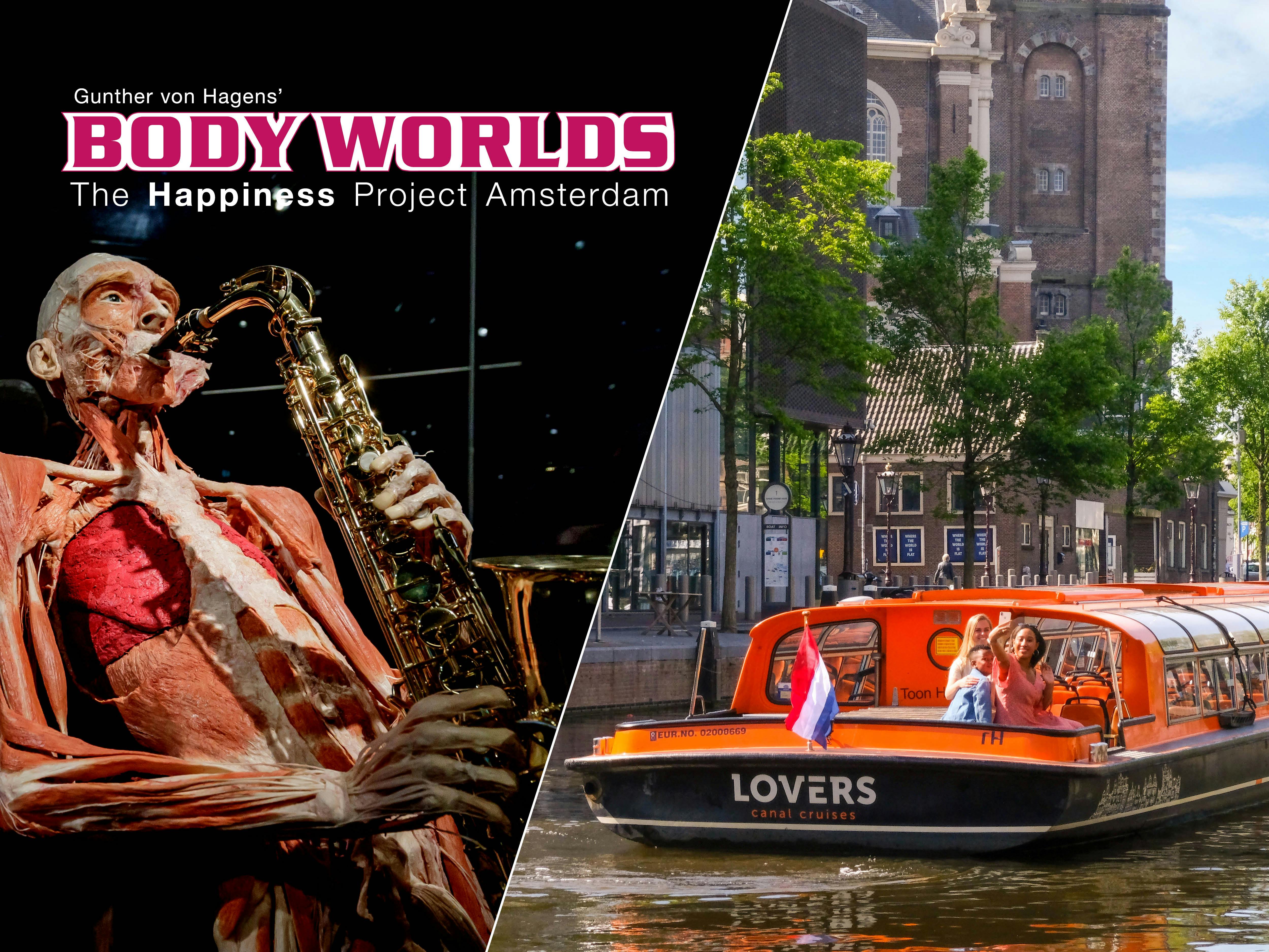Amsterdam Body Worlds gå-förbi-kön biljett och 1-timmes kanalkryssning