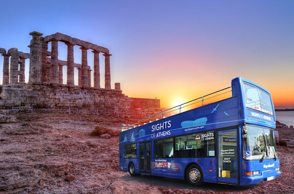 Bus combiné à arrêts multiples à Athènes et visite au coucher du soleil du cap Sounion