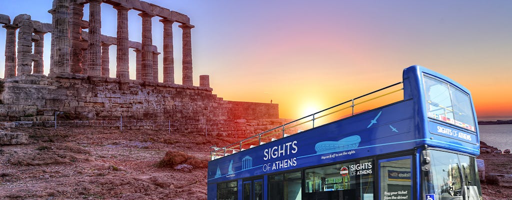 Bus combiné à arrêts multiples à Athènes et visite au coucher du soleil du cap Sounion