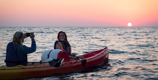Dubrovnik atardecer kayak de mar, snorkel y merienda