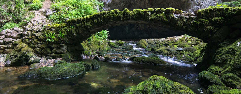 Wejście do słoweńskich jaskiń Kras i Škocjan z Bledu