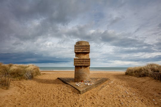 Normandy D-Day beaches with Juno Beach, bunkers and Canadian cemetery from Paris