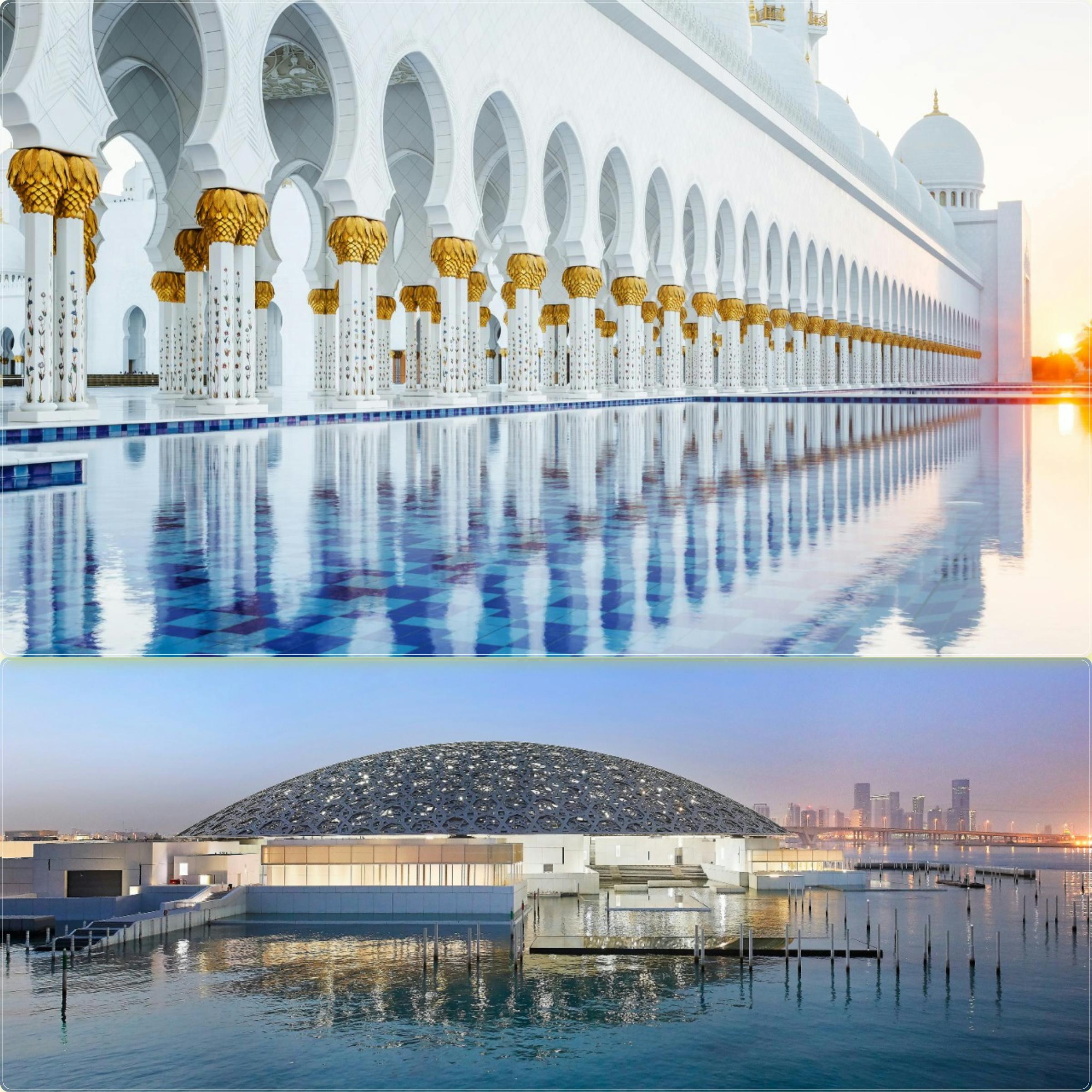 Tour di un giorno del Louvre di Abu Dhabi e della Grande Moschea dello Sceicco Zayed da Dubai