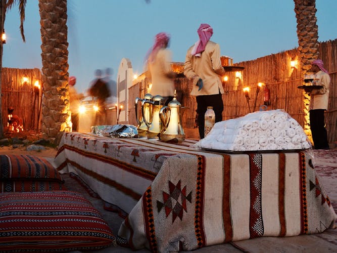 Multi-day desert safari with BBQ dinner and dhow dinner cruise