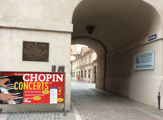 Entrance tickets to a Chopin piano recital inside the Archdiocese Museum Warsaw