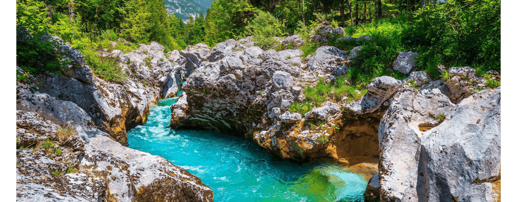 Rafting auf dem Fluss Soča mit Transport von Bled