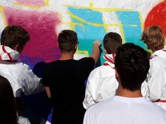 Graffiti workshop in het Mauerpark in Berlijn
