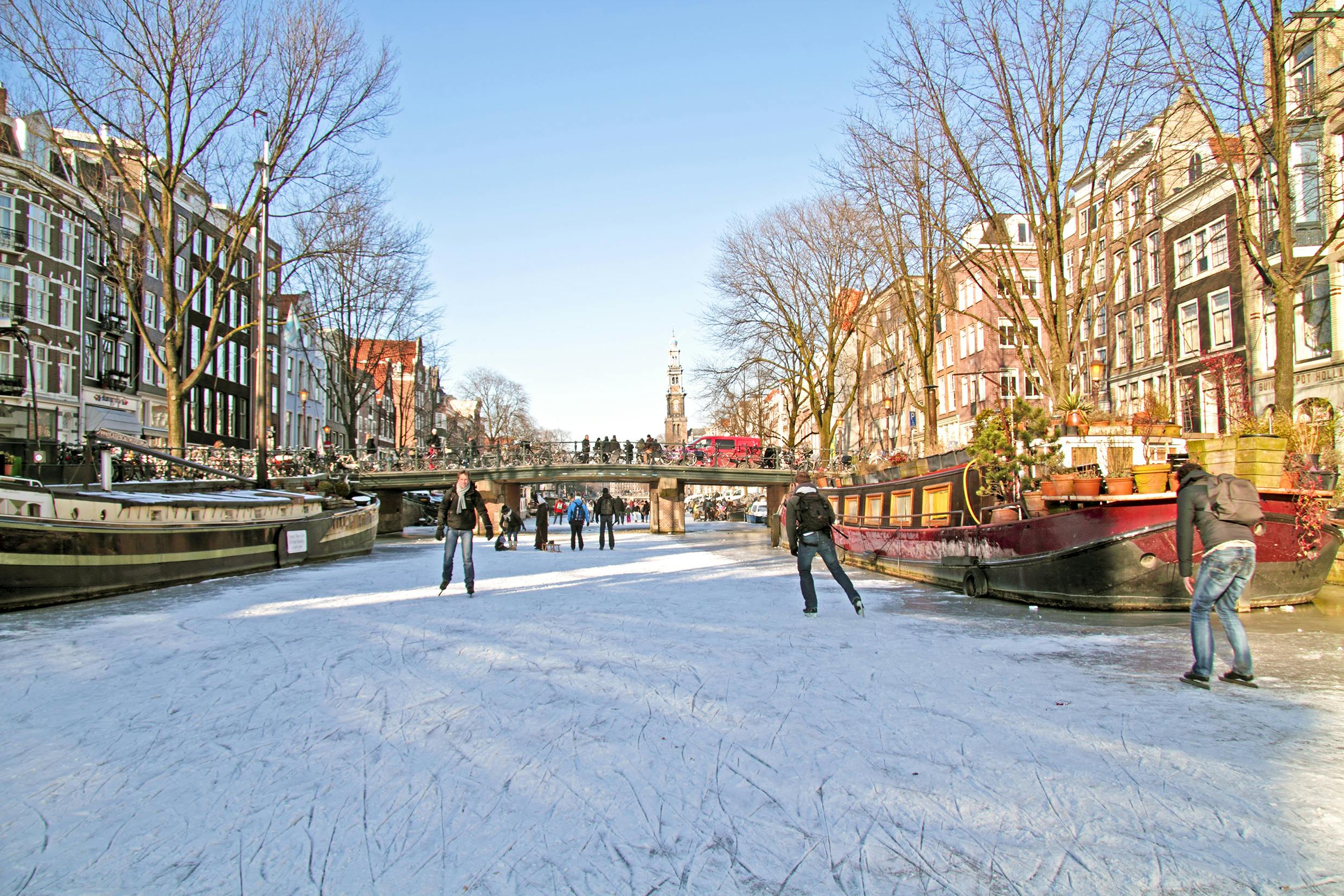 Visite de la ville d'Amsterdam en hiver