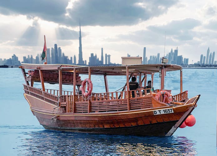 60-minute Abra wooden boat ride with sunset of Burj Khalifa