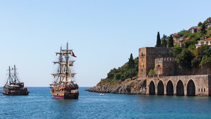 Alanya Pirate Boat cruise with pickup from from Alanya district