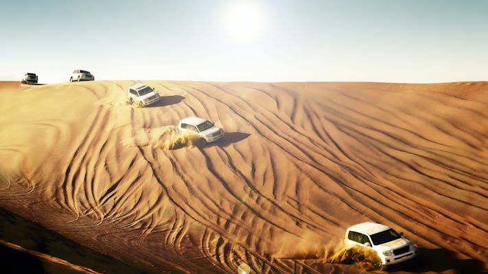 Safari dans les dunes rouges avec sandboard, balade à dos de chameau et barbecue